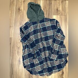 American Eagle Outfitters distressed Plaid Hooded Shirt